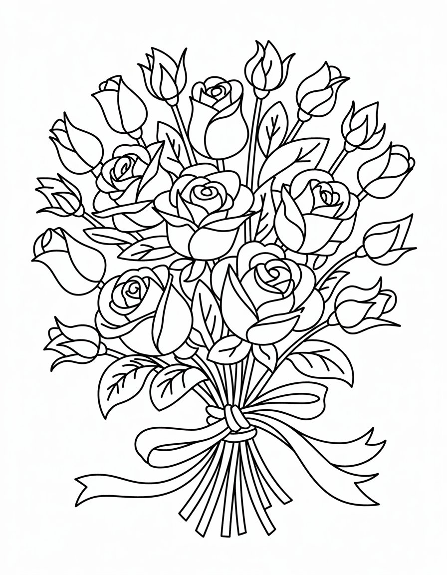 Rose Bouquet with Ribbon